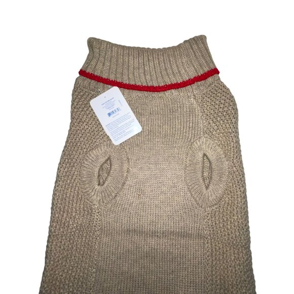 NWT Top Paw Thick Tan With Red Stripe Turtleneck Cable Sweater Winter Dog Large - Picture 5 of 6